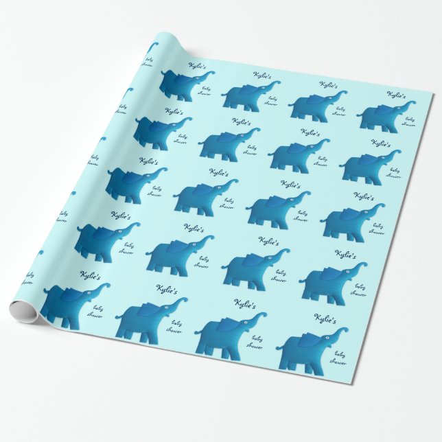 blue elephant wrapping paper (Unrolled)