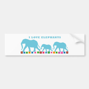 Blue Elephants Walking Bumper Sticker