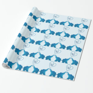 blue elephants wrapping paper