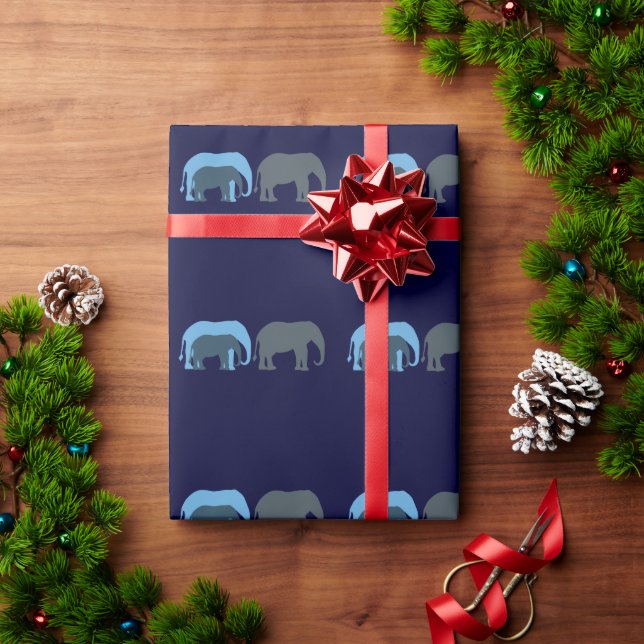 Blue Elephants Wrapping Paper (Holiday Gift)