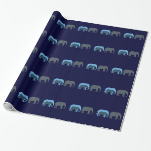 Blue Elephants Wrapping Paper