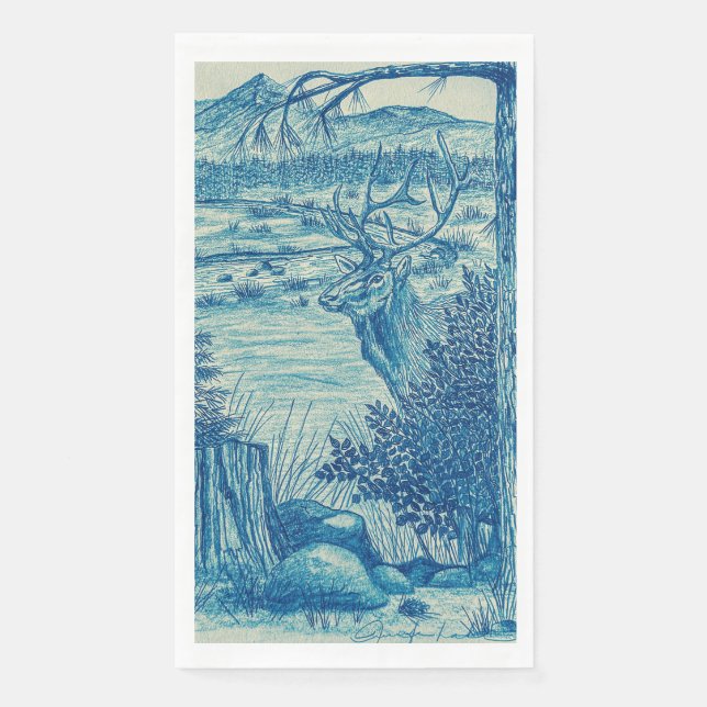 Blue Elk Napkin (Front)