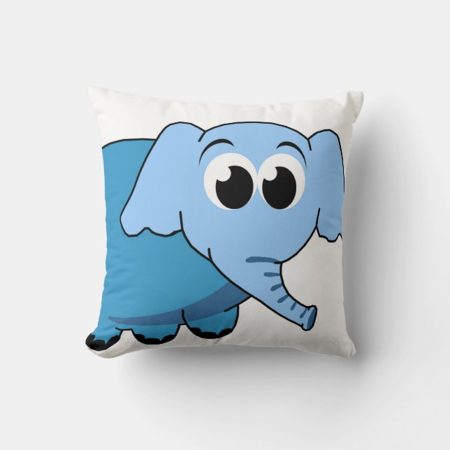 Blue Elphant Throw PIllow (Front)
