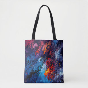 Blue Ember Blue Red Contemporary Abstract Art Tote Bag