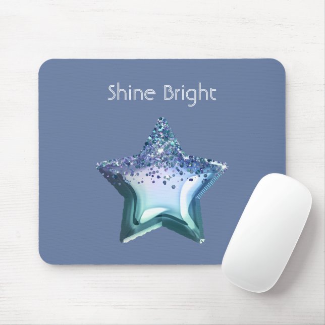 Blue Emerald Green Purple Glitter Star Mouse Pad (With Mouse)