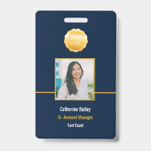 Blue Employee Photo ID Company Security Badge