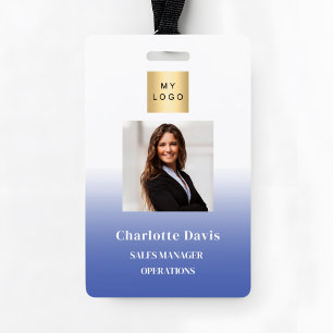 Blue employee photo ID company security ID Badge