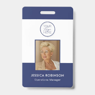 Blue Employee Photo ID Security Badge with Logo