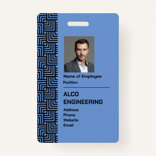 Blue Employee Photo Security Badge - Vertical ID Badge