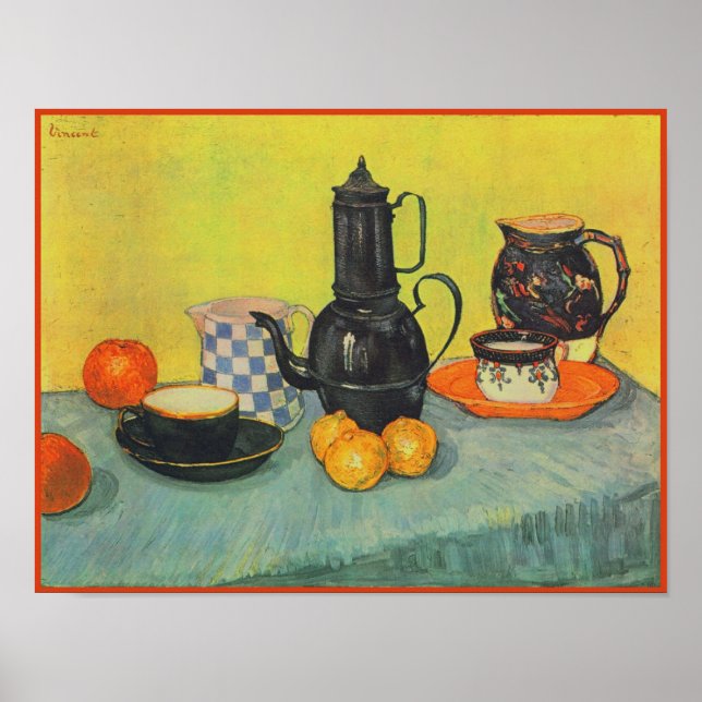 Blue Enamel Coffeepot Earthenware Van Gogh Fine Poster (Front)