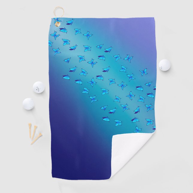 Blue Enchanted Butterflies Golf Towel (InSitu)