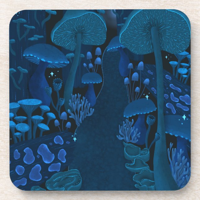 Blue Enchanted Mushroom Grove Coaster (Front)