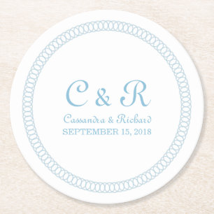 Blue Encircled Round Paper Coasters