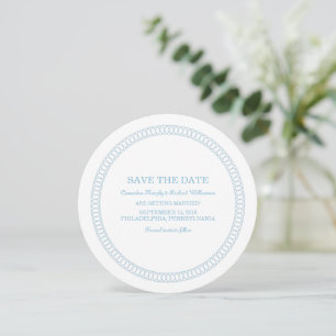 Blue Encircled Round Save the Date Invite