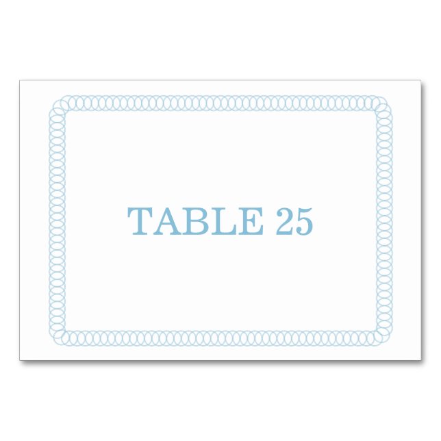 Blue Encircled Rounded Table Card (Front)