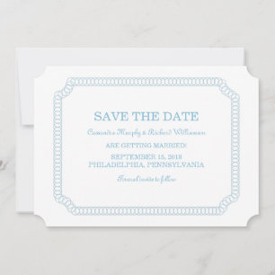 Blue Encircled Ticket Save the Date Invite