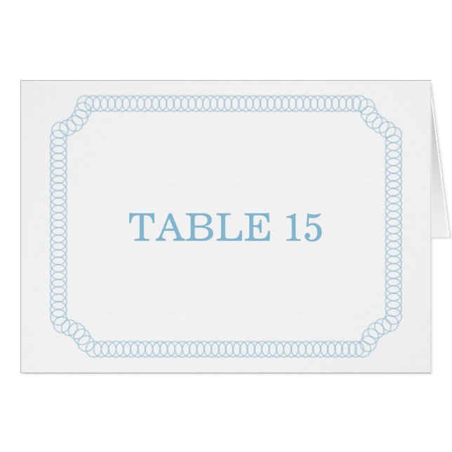 Blue Encircled Ticket Table Number Card (Front Horizontal)