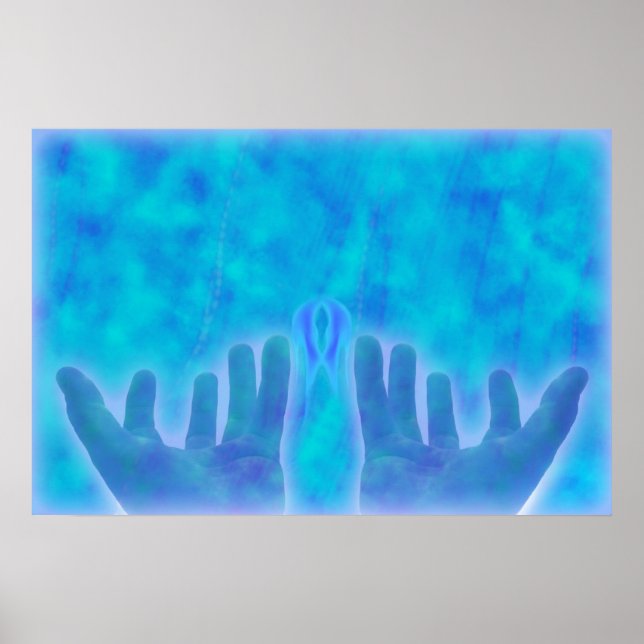 blue energy healing hands by healing love poster (Front)