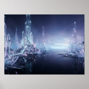 Blue Energy Portal Futuristic Sci-Fi Gateway Poster