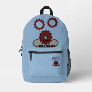 Blue Engineering Gears "Built to Last" Kids Printed Backpack