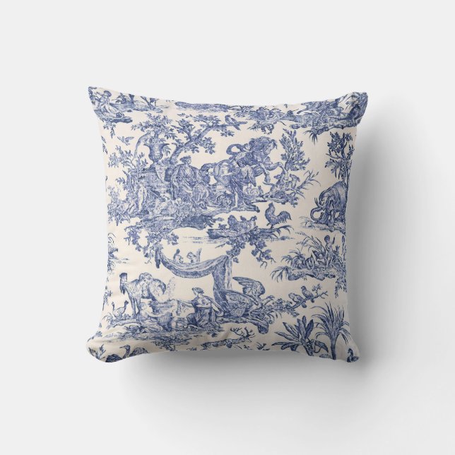 Blue English - French Toile Classic Elegance Cushion (Front)