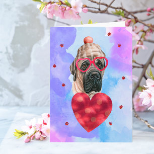 Blue English Mastiff Valentine's Day Gift Dog Card