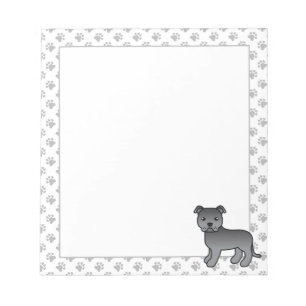 Blue English Staffie Cute Cartoon Dog Notepad