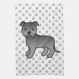 Blue English Staffordshire Bull Terrier Dog Tea Towel