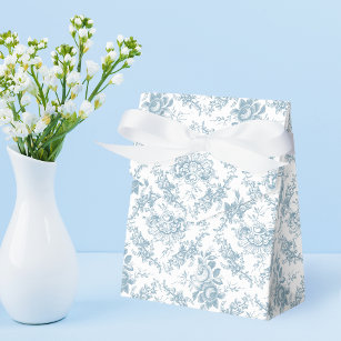 Blue Engraved Floral Toile Favour Box