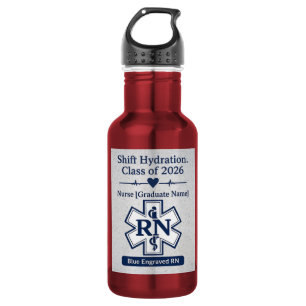 Blue Engraved RN Nurse Graduation Tumbler Class 532 Ml Water Bottle