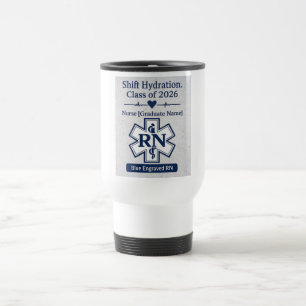 Blue Engraved RN Nurse Graduation Tumbler Class Travel Mug