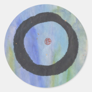 Blue Enso Zen Circle of Tranquillity Stickers