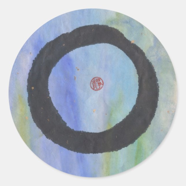 Blue Enso Zen Circle of Tranquillity Stickers (Front)