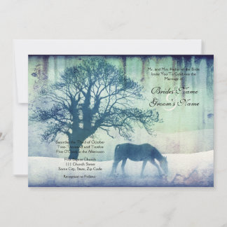 Blue Equestrian Wedding Invitation