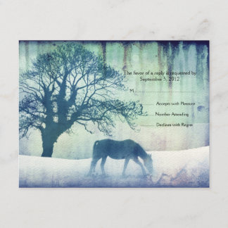 Blue Equestrian Wedding RSVP Card