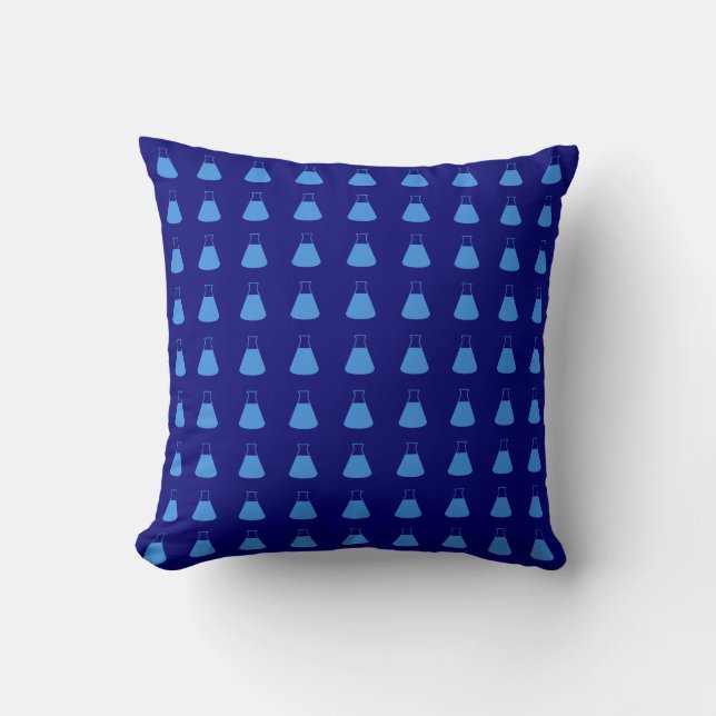 Blue Erlenmeyer Flask Pattern Cushion (Front)