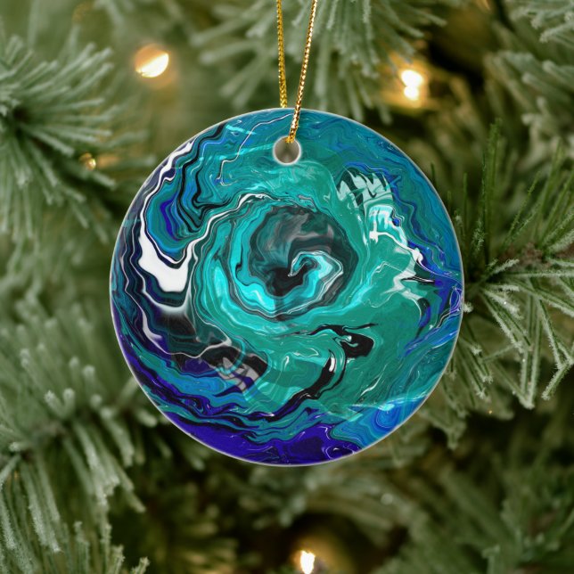 Blue Eternity | Abstract Art Christmas Ceramic Tree Decoration (Tree)