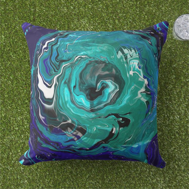 Blue Eternity | Abstract Art Cushion (Grass)