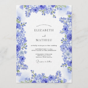 Blue Ethereal Botanical Wedding Invitation