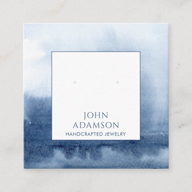 Blue Ethereal Watercolor Earring Display Card (Front)