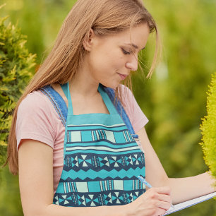 Blue Ethnic Aztec Apron