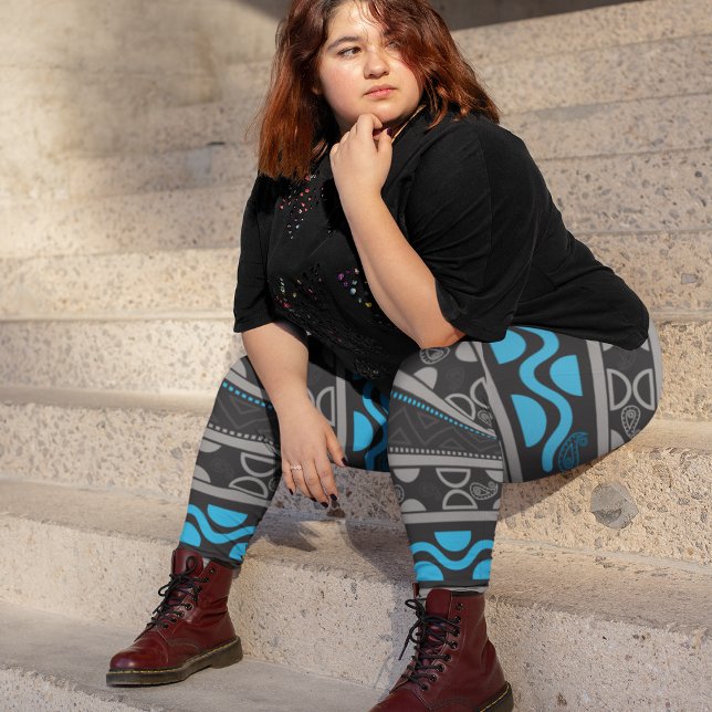 blue ethnic aztec leggings (Creator Uploaded)