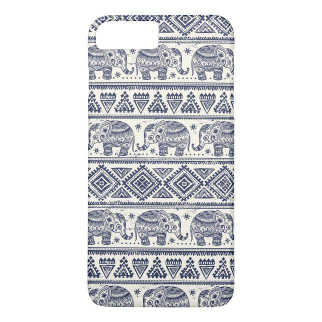 Blue Ethnic Elephant Pattern Case-Mate iPhone Case (Back)