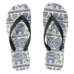 Blue Ethnic Elephant Pattern Jandals