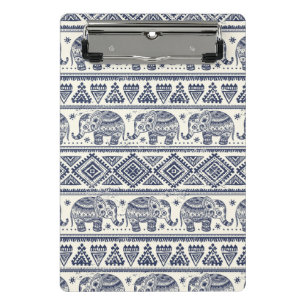 Blue Ethnic Elephant Pattern Mini Clipboard