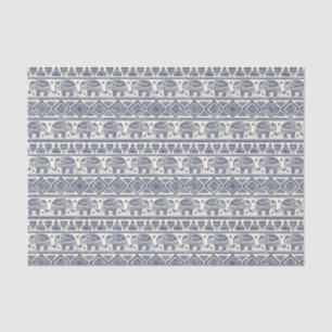 Blue Ethnic Elephant Pattern Tissue Paper