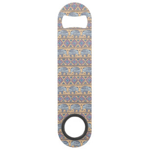 Blue Ethnic Elephant Tribal Pattern