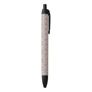 Blue Ethnic Elephant Tribal Pattern Black Ink Pen