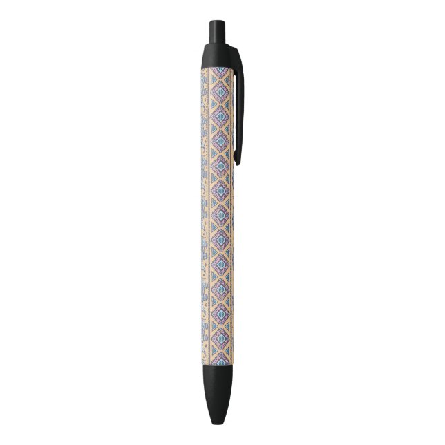 Blue Ethnic Elephant Tribal Pattern Black Ink Pen (Bottom (Vertical))