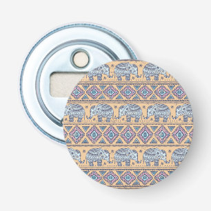 Blue Ethnic Elephant Tribal Pattern Bottle Opener